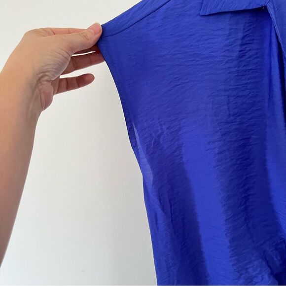 Reitmans Vibrant Blue Cross Over V-neckline Cap Sleeve‎ Midi Dress - Picture 5 of 9